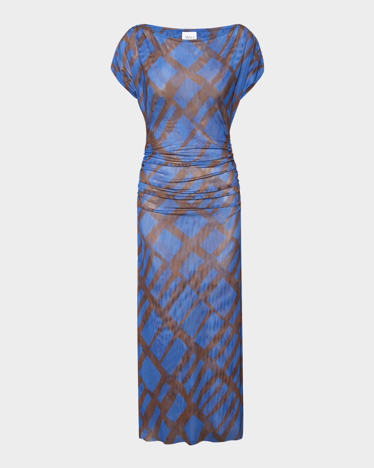 Misa Kiana Mesh Midi Dress In Blue