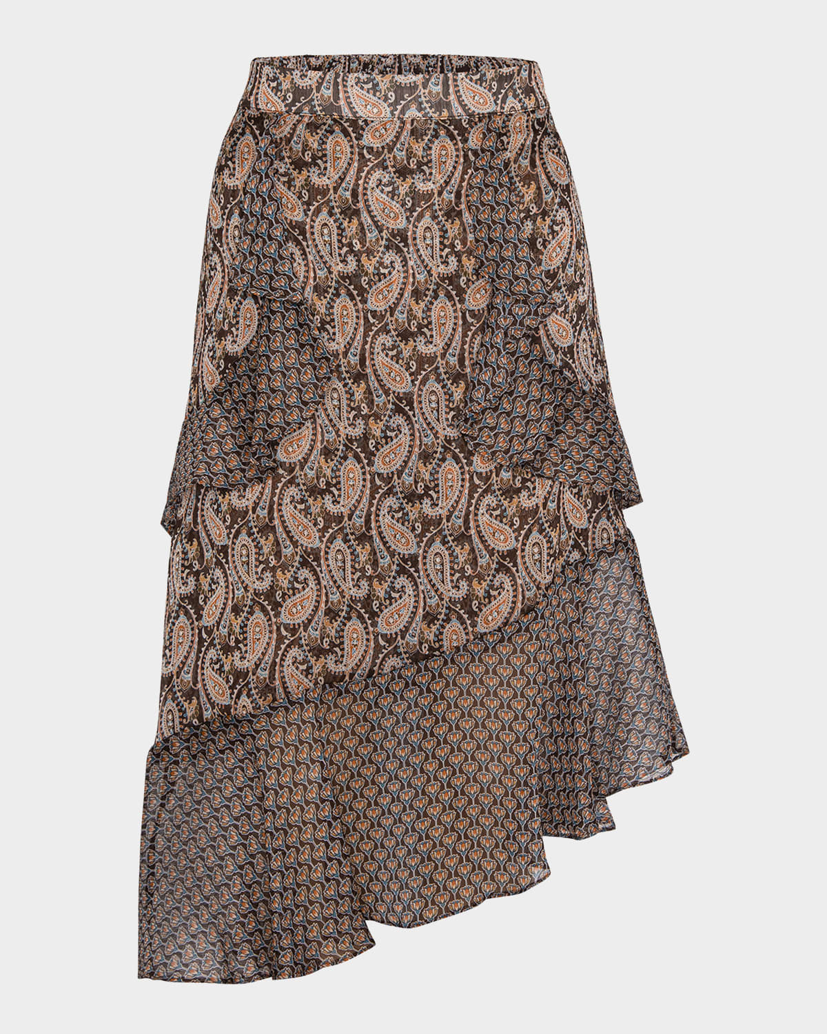 Misa Rakal Asymmetric Midi Skirt In Multi