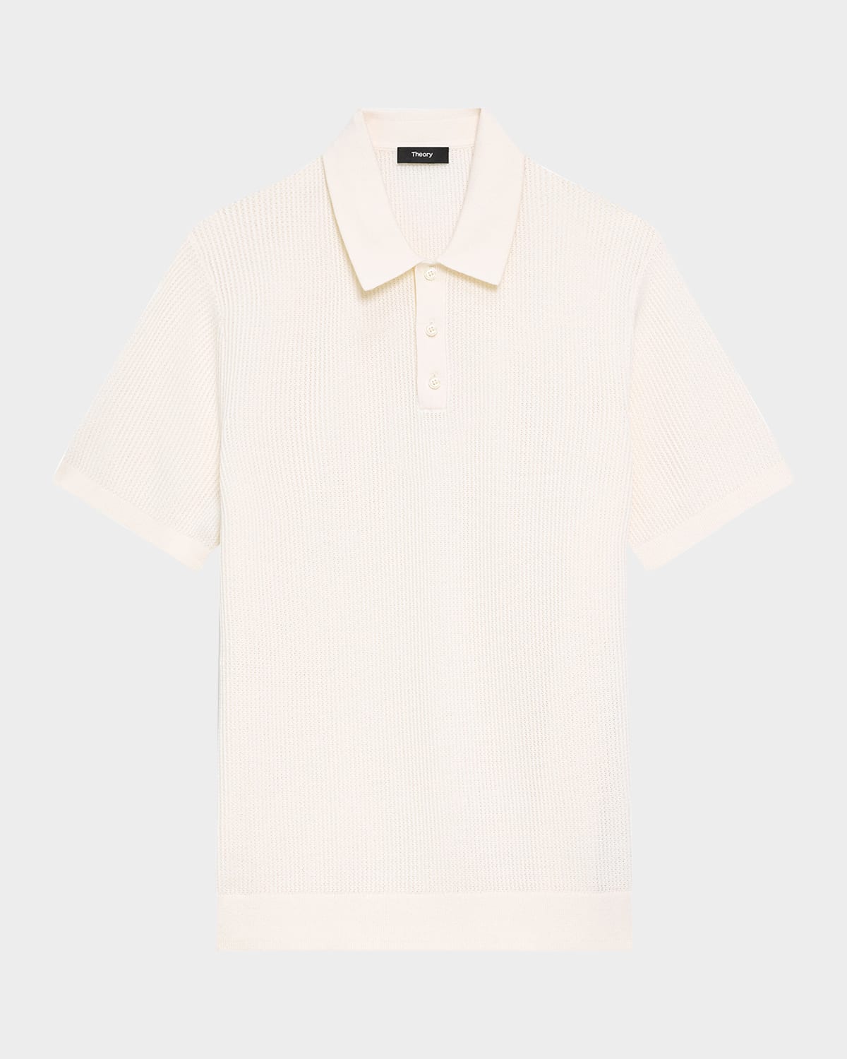 Theory Cable Knit Polo In Cotton In Neutral
