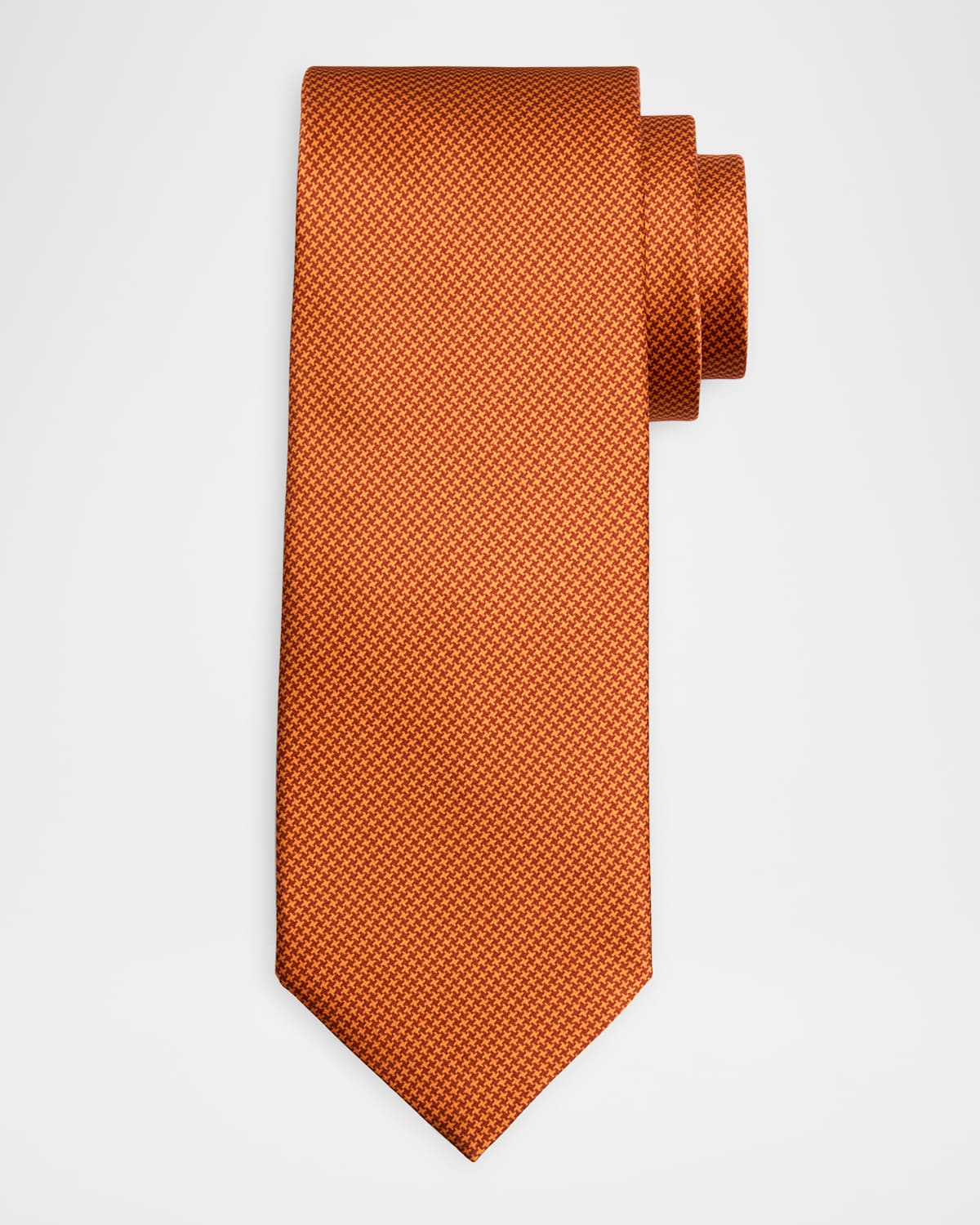 Stefano Ricci Men's Micro-houndstooth Silk-blend Tie In Orange