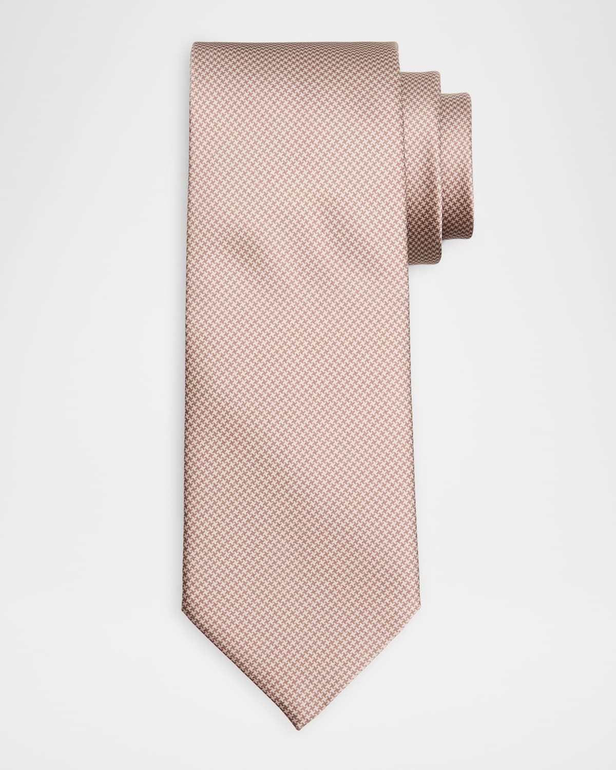 Stefano Ricci Men's Micro-houndstooth Silk-blend Tie In Neutral