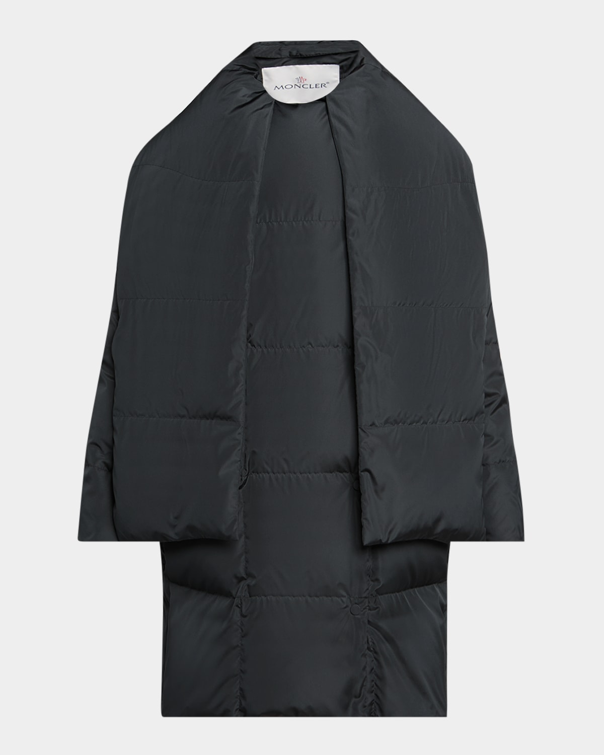 Moncler X Qiu Hao Gaoya Long Down Coat With Detachable Scarf In Gray