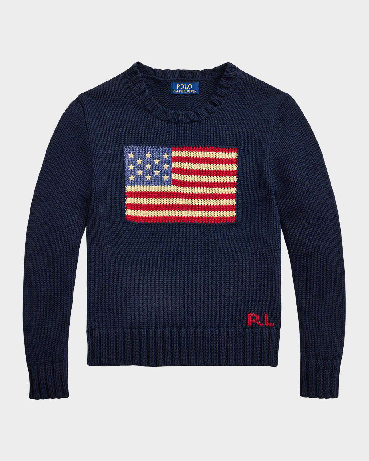 Ralph Lauren Cotton American Flag Sweater In Blue