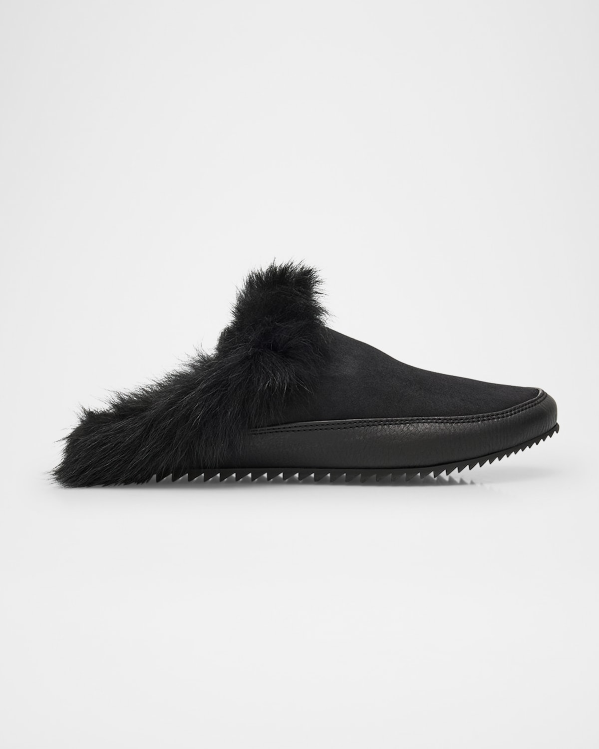 Pedro Garcia Jan Fur-lined Mixed Leather Slippers In Black