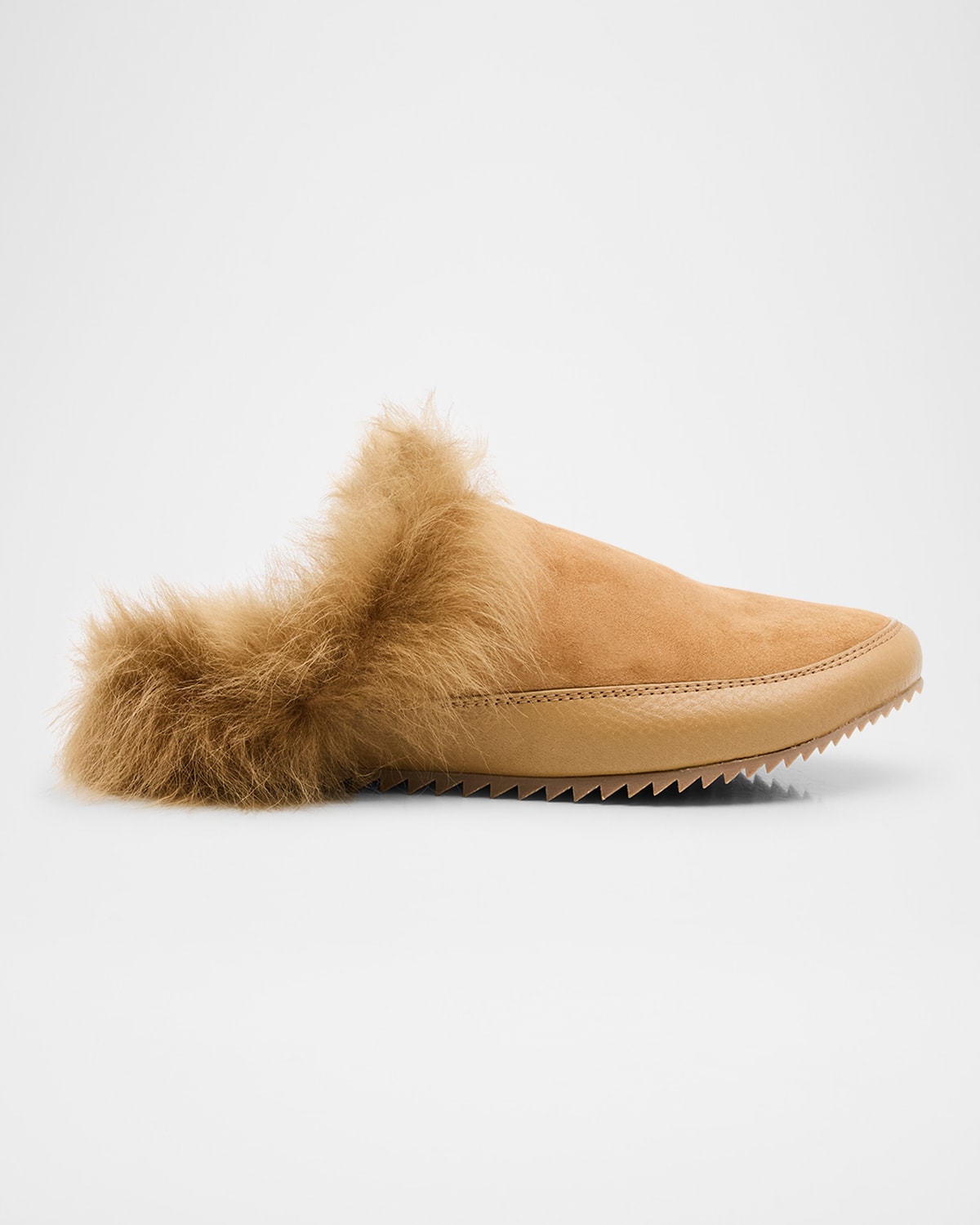 Pedro Garcia Jan Fur-lined Mixed Leather Slippers In Brown