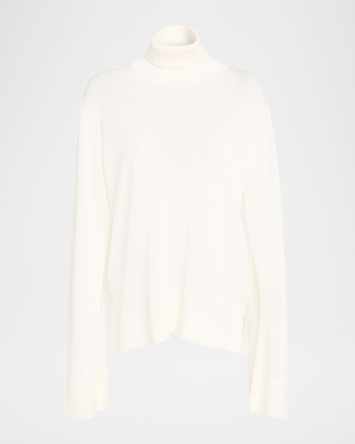 Turtleneck Slit-Sleeve Cashmere-Blend Sweater