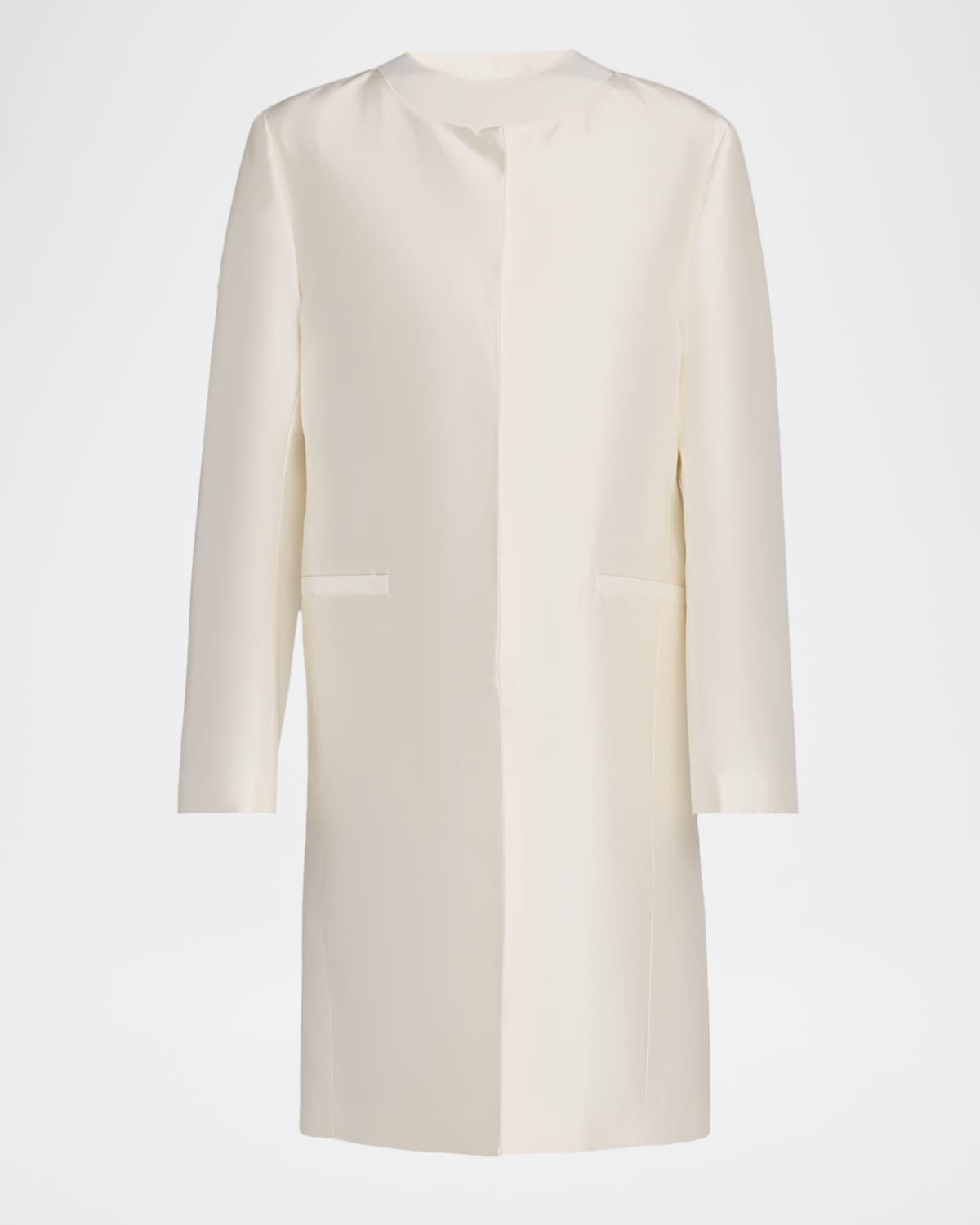 Totême Silk Collarless Coat In Neutral