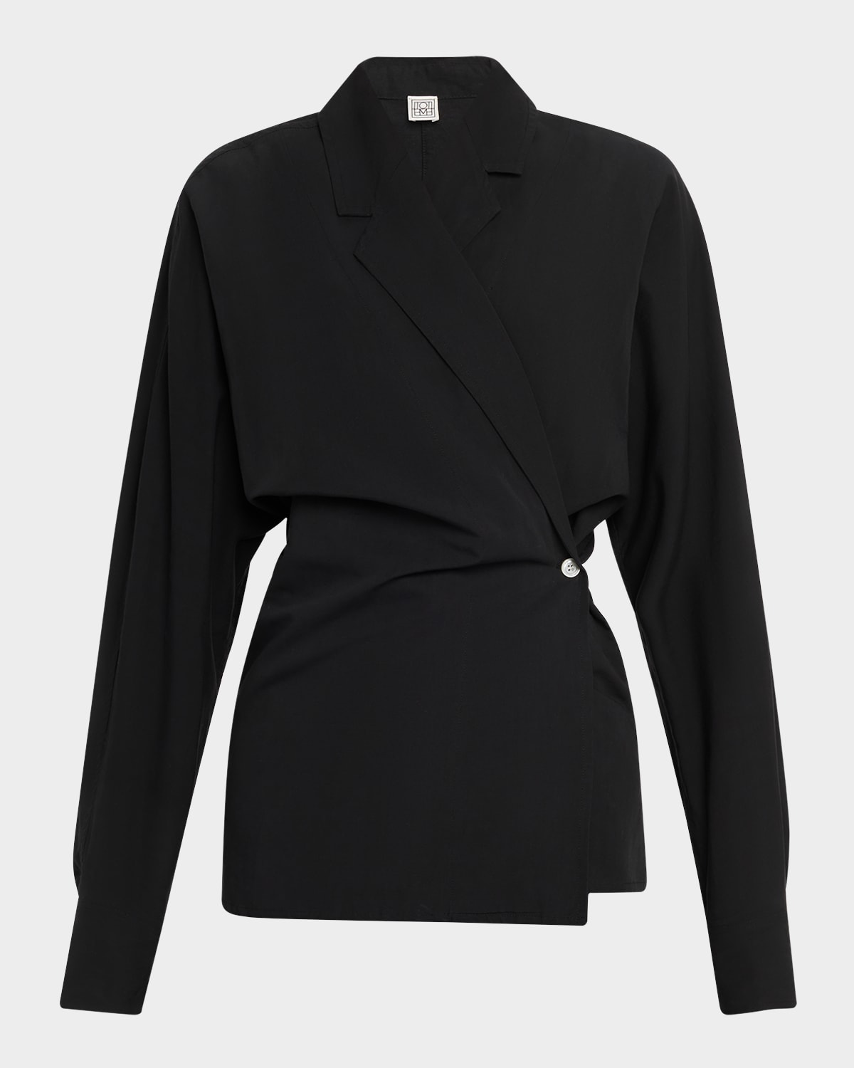 Totême Batwing-sleeve Wrap Blouse In Black