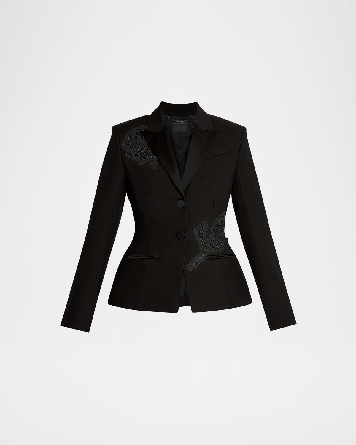 Erdem Crystal Rose Hourglass Single-breasted Blazer In Black