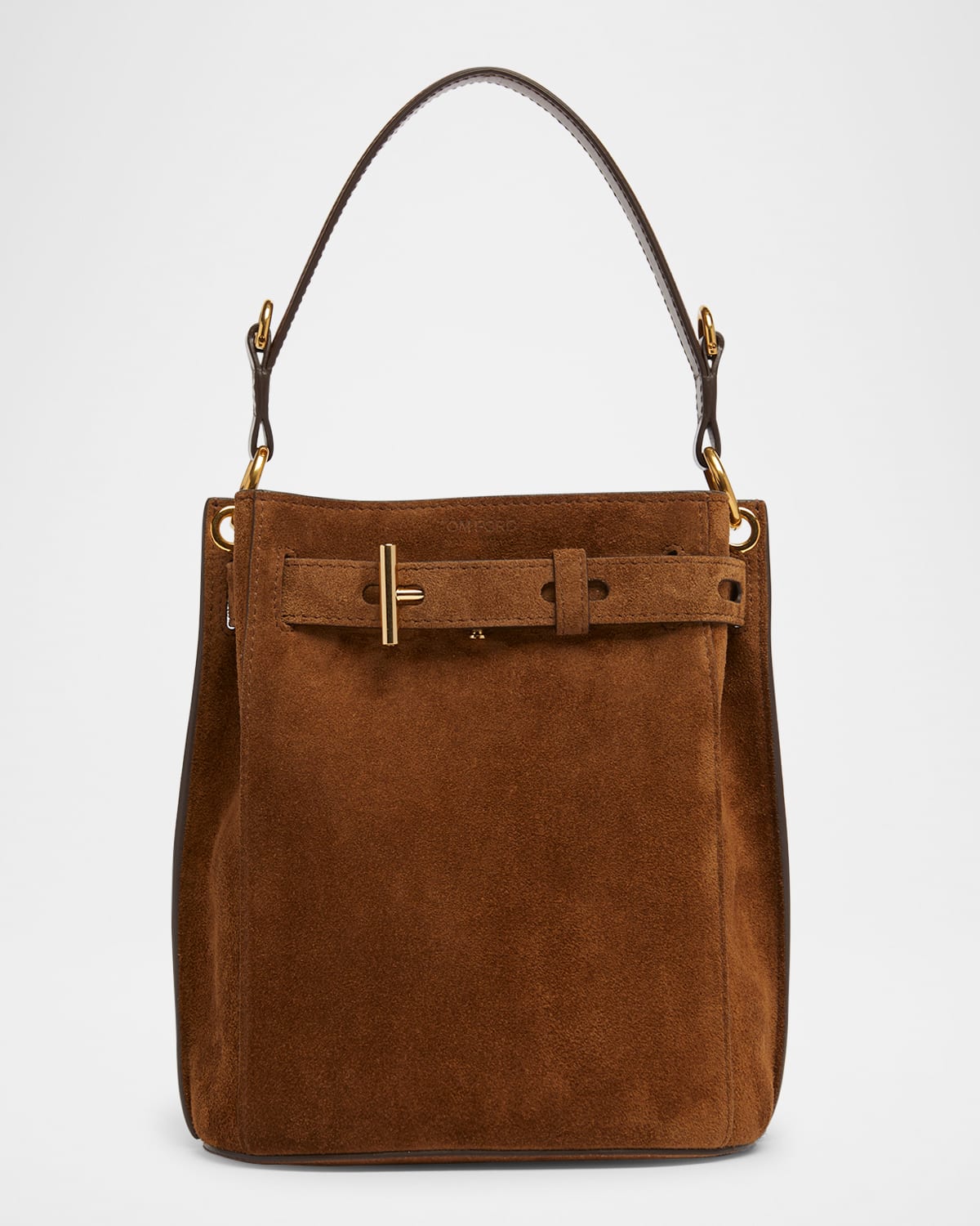 Tom Ford Audrey Mini Bucket Bag In Calfskin Suede In Brown