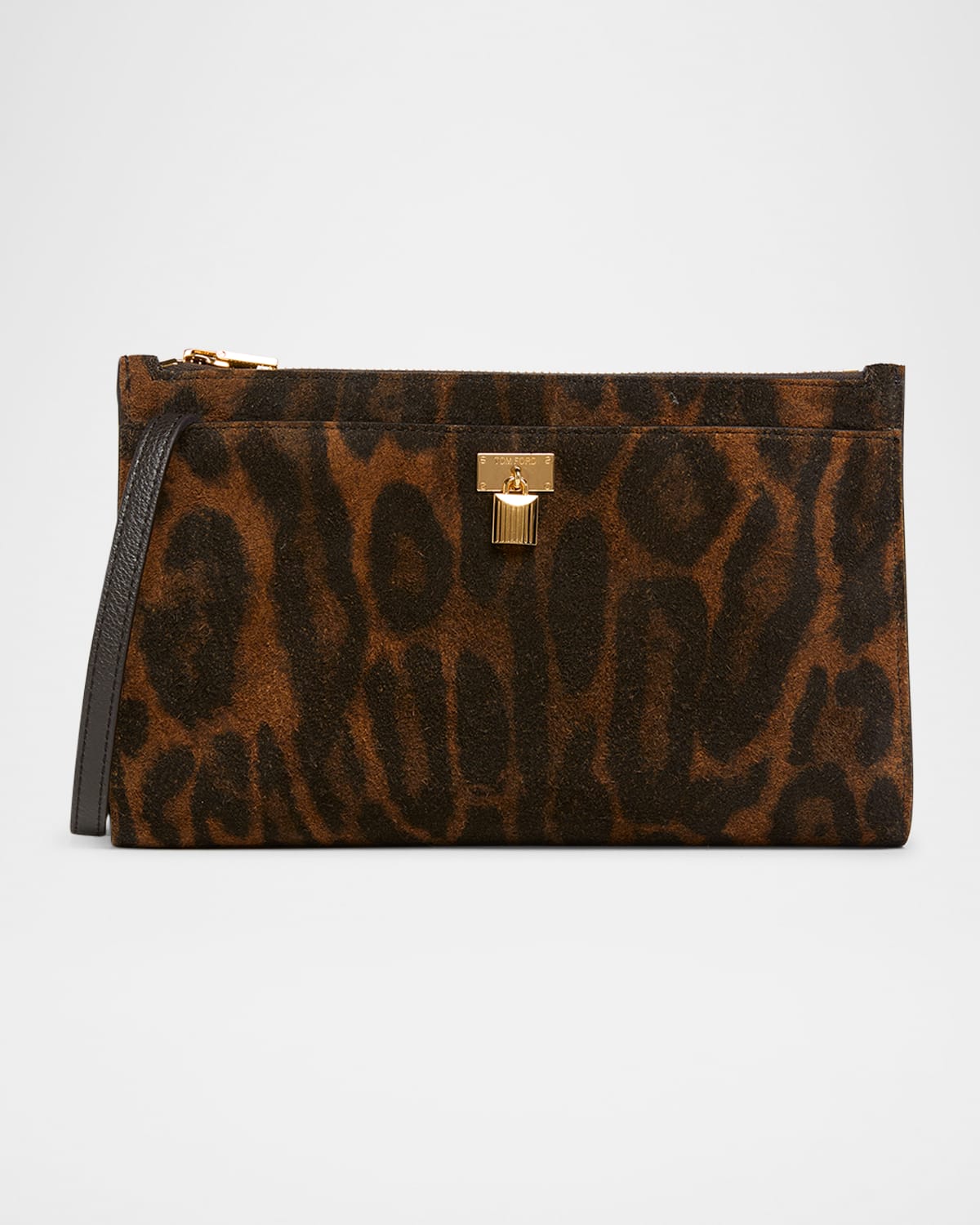 Tom Ford Padlock Mini Crossbody Bag In Ocelot-print Suede