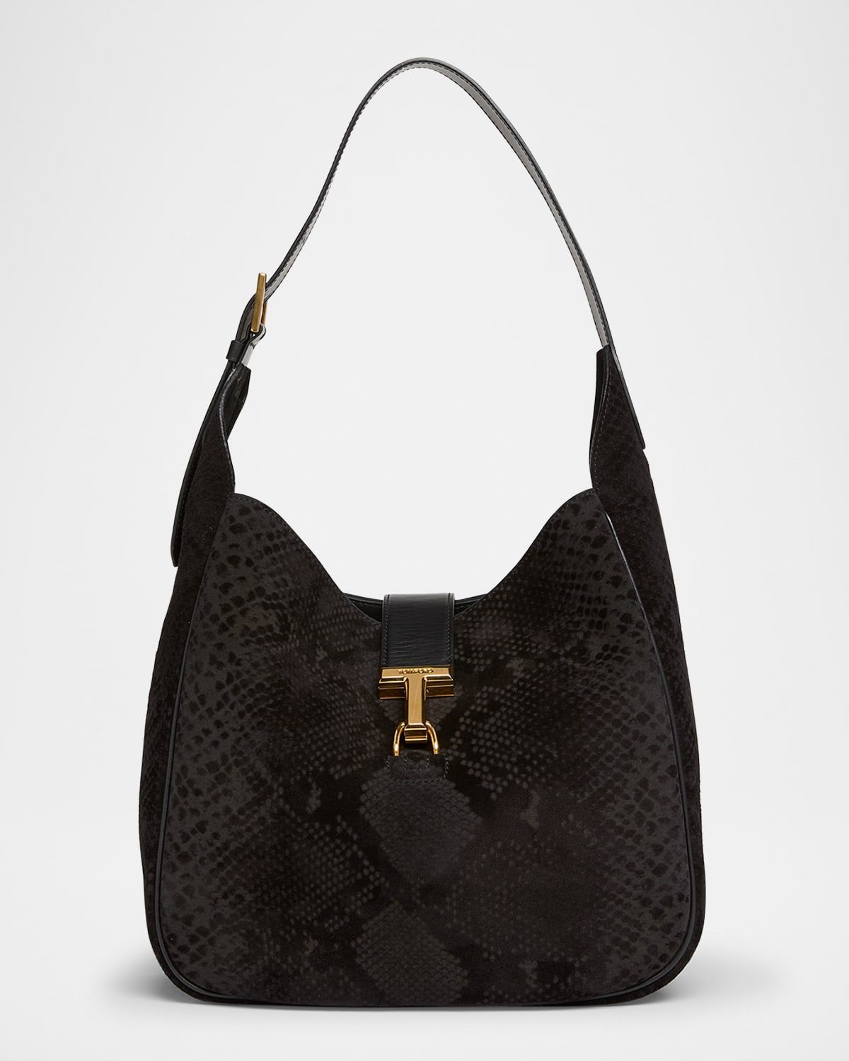Tom Ford Monarch Medium Hobo Bag In Python-effect Suede