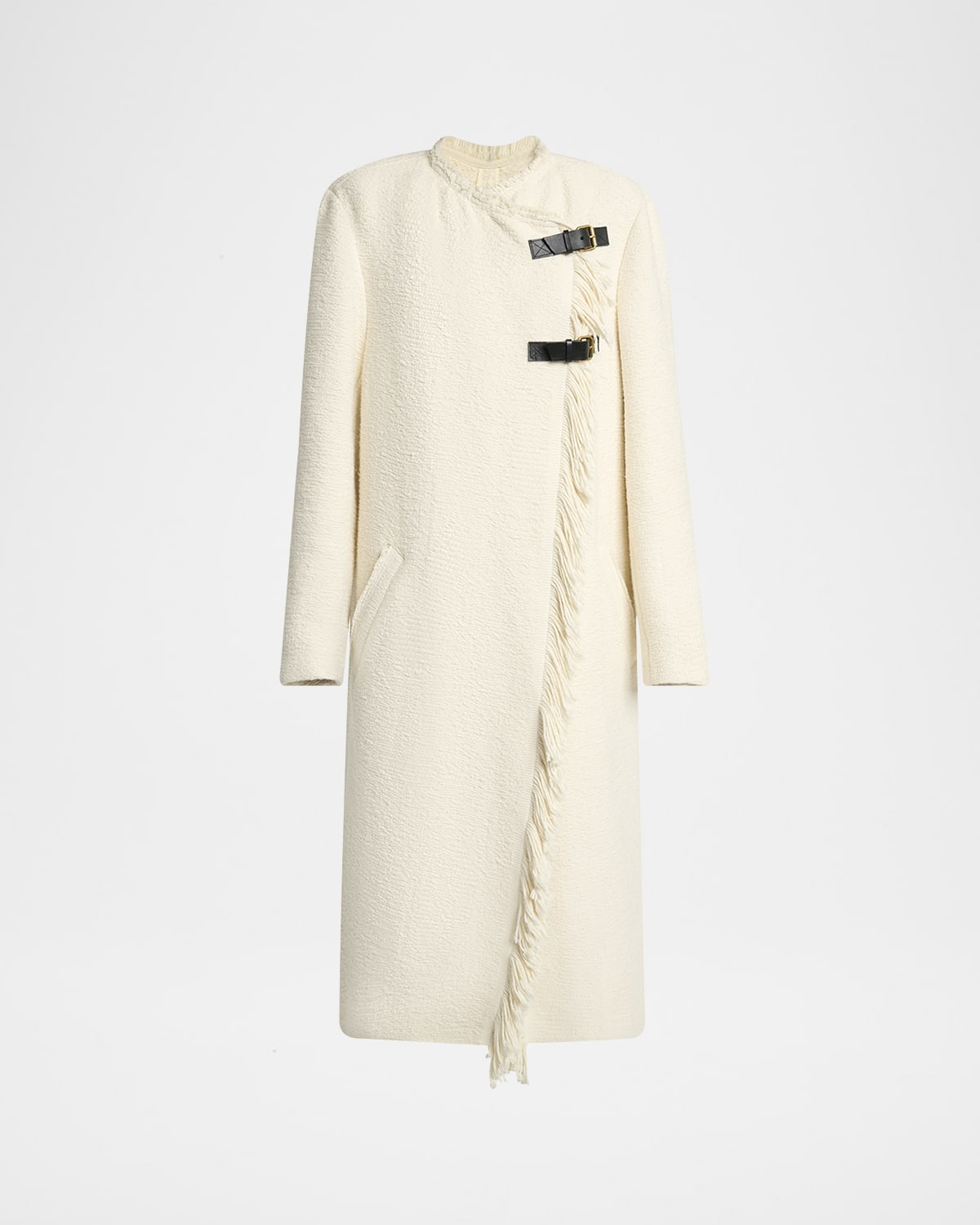 Isabel Marant Gameia Long Fringe-trim Linen Coat In Sand