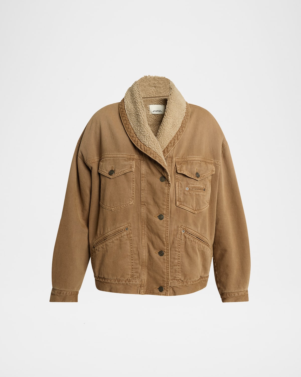 Isabel Marant Classic Brown Jacket With Textured Collar And Functional Pockets In Brown