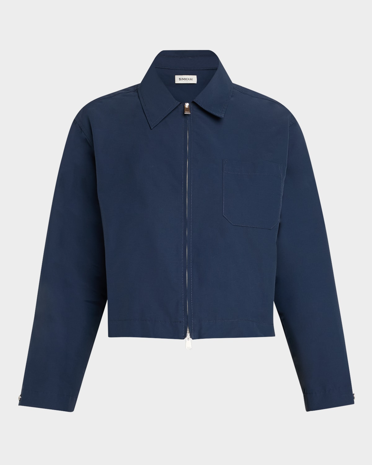 Simkhai Edison Zip-front Shirt In Blue