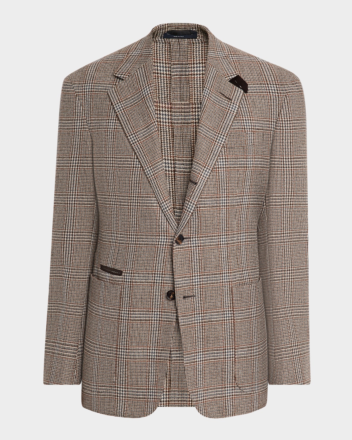 Dunhill Mens Chestnut Notched-collar Checked Wool-cashmere Blend Jacket In Brown