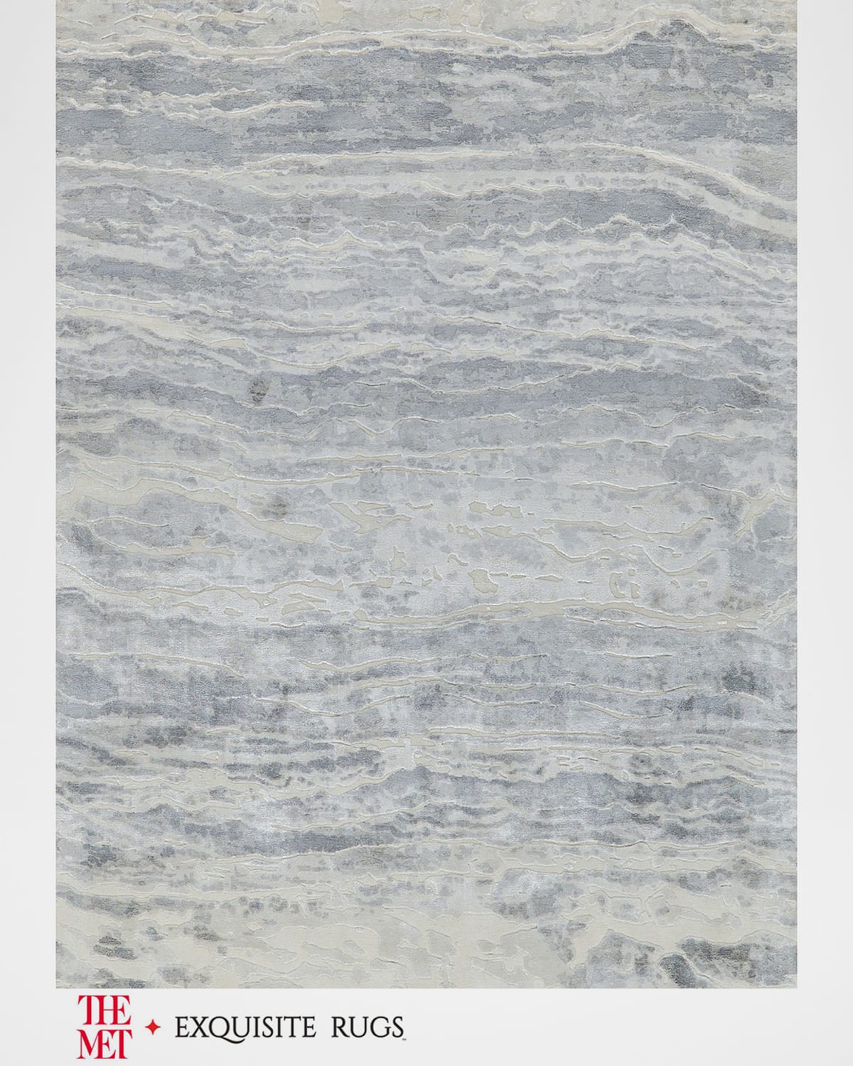 Exquisite Rugs X The Met Travertine Hand-loomed Silver Rug, 9' X 12'
