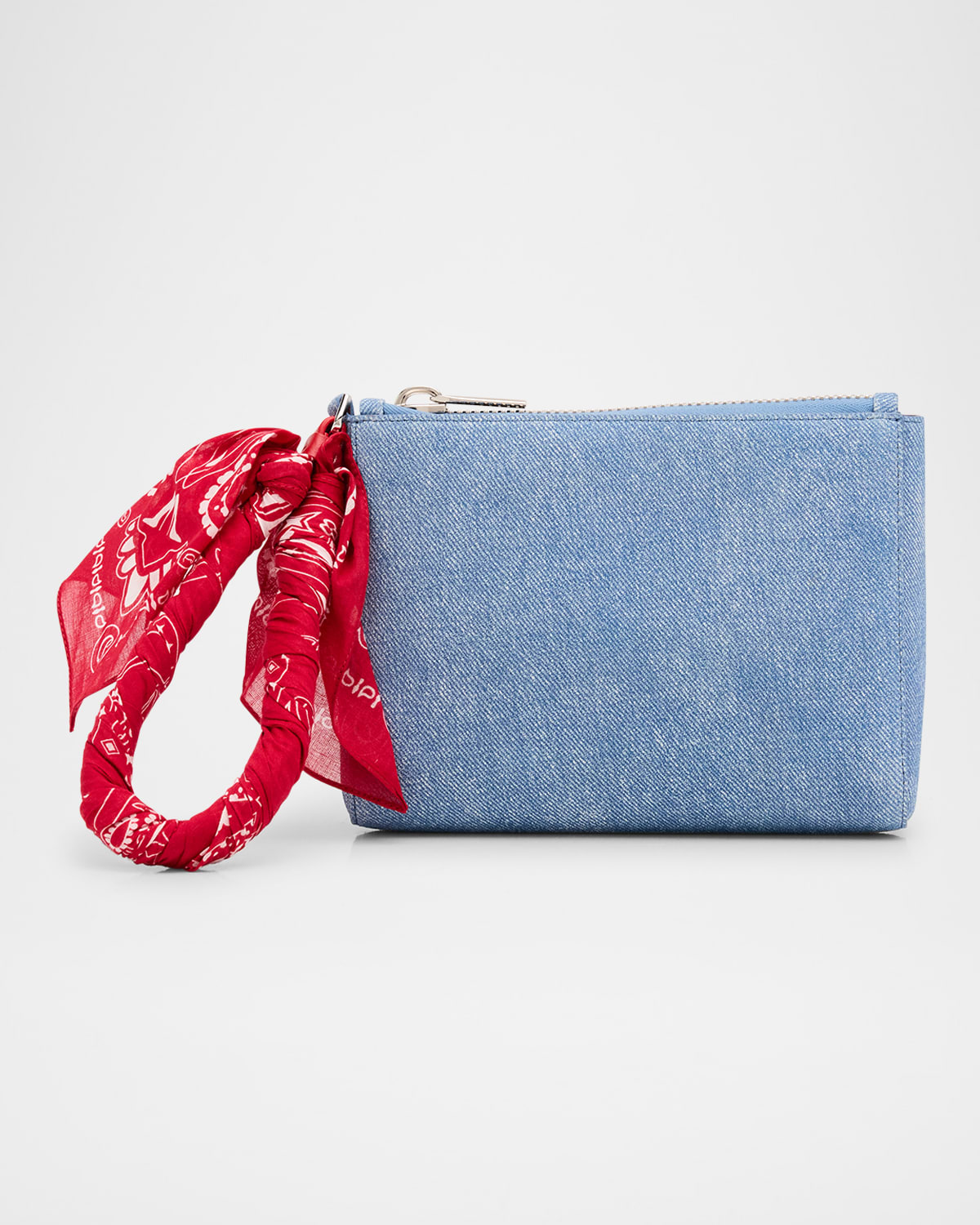 Christian Louboutin Cabata Mini Bandana Wristlet Pouch Bag In Cotton Denim