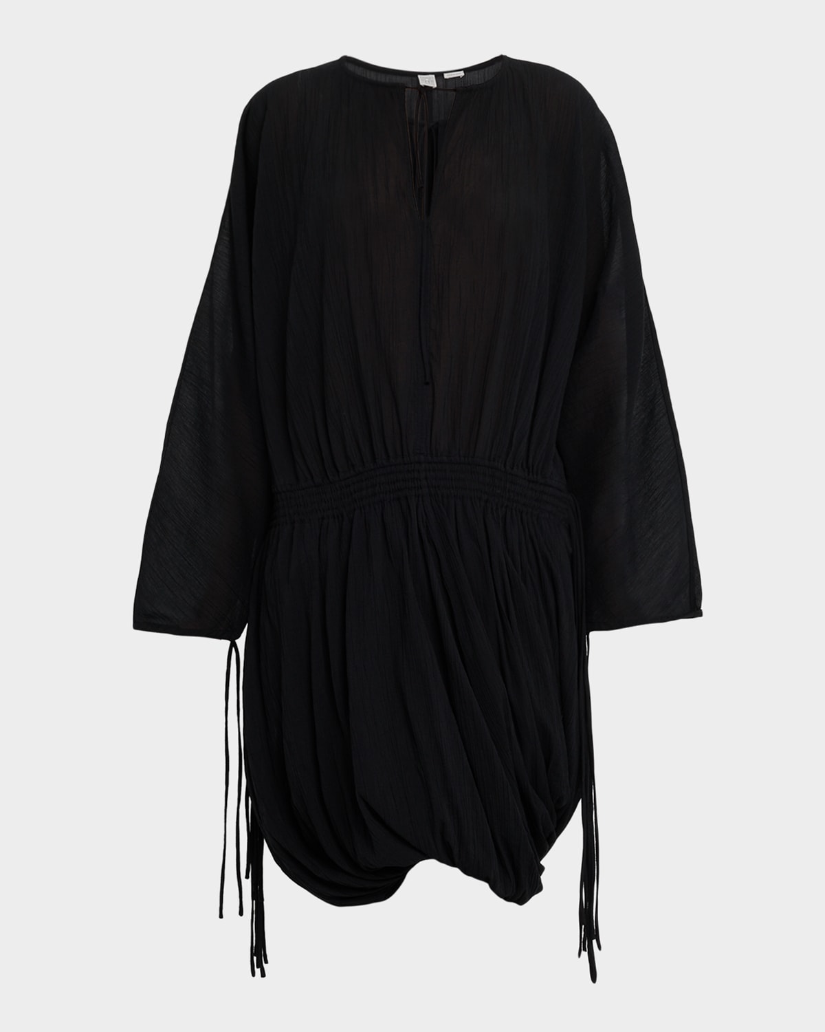 Totême Long-sleeve Drawstring Bubble Dress In Black