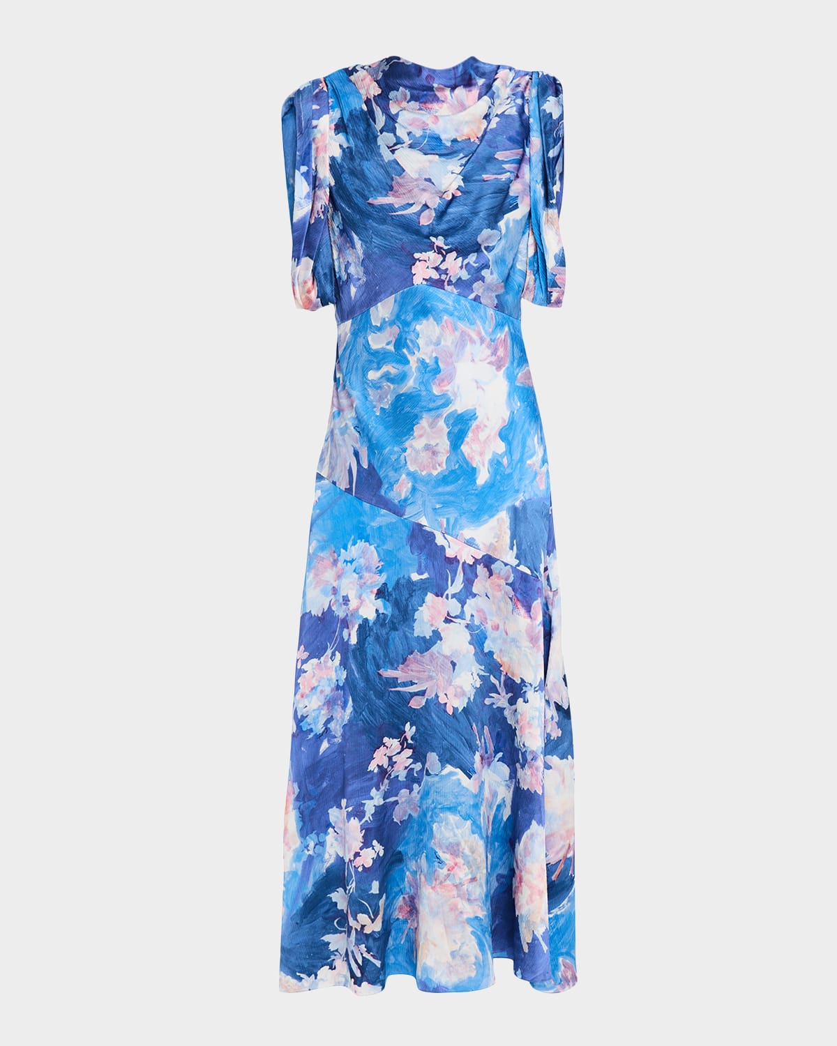 Erdem Womens Artist Garden Cobalt Crinkled Sleeveless Woven Midi Dress In Blue