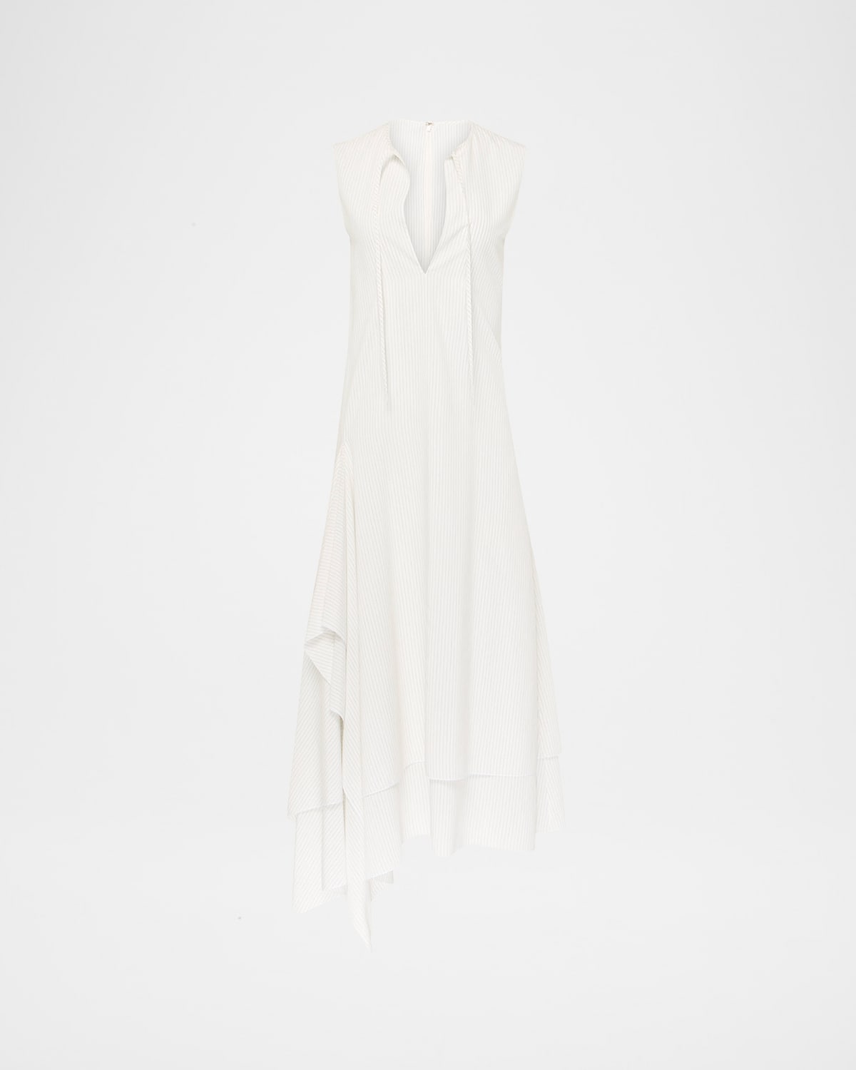 Jw Anderson Striped Double Layer Sleeveless Dress In Gray