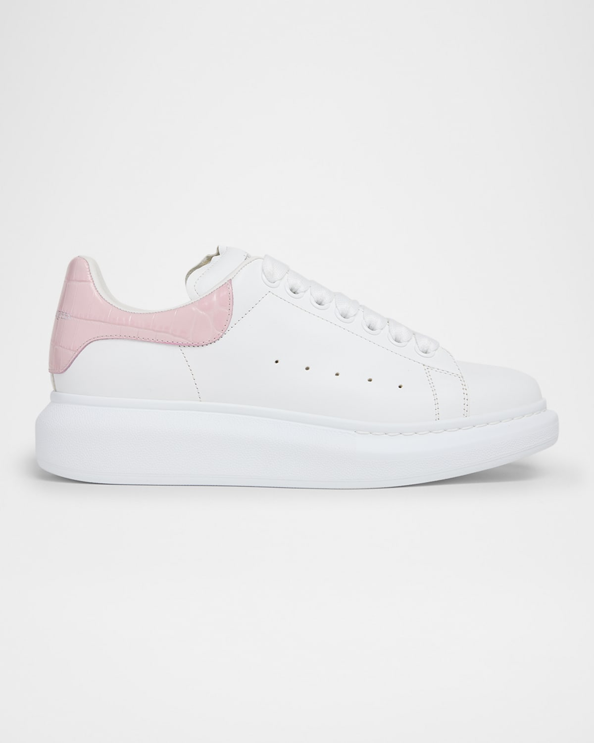 Alexander Mcqueen Oversized Snakeskin-embossed Leather Sneakers In White