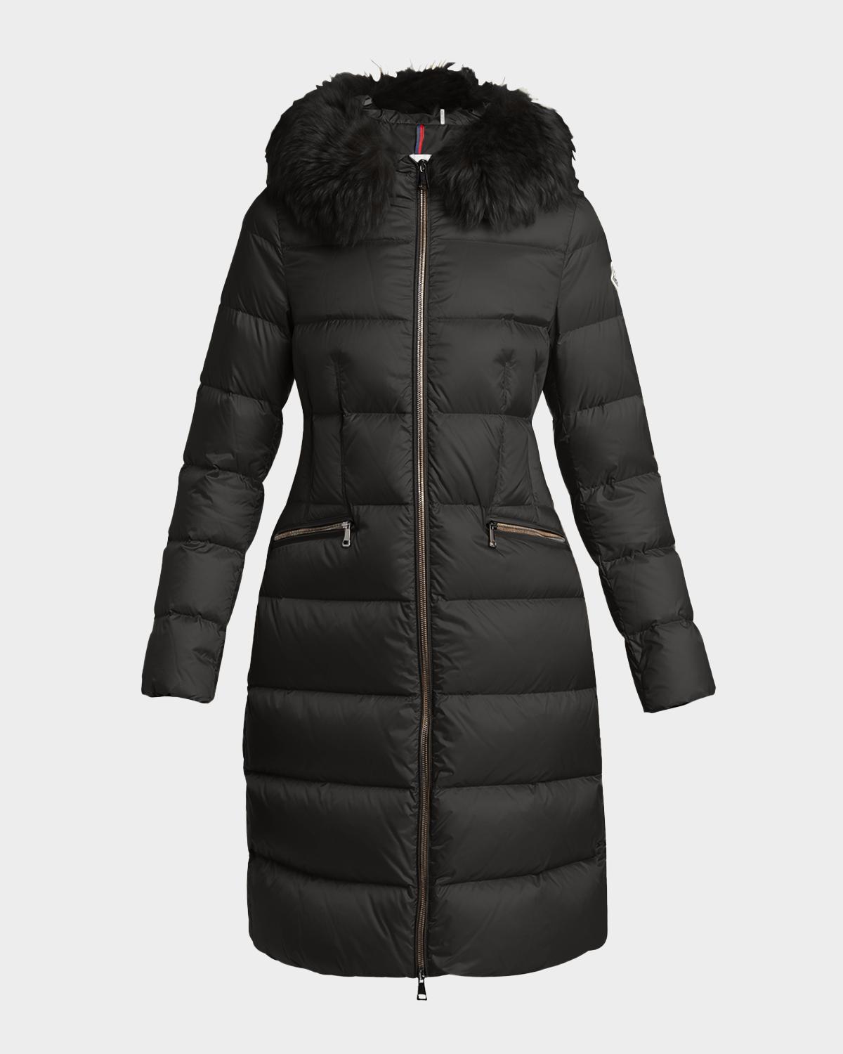 Boedic Long Down Coat with Detachable Shearling Trim