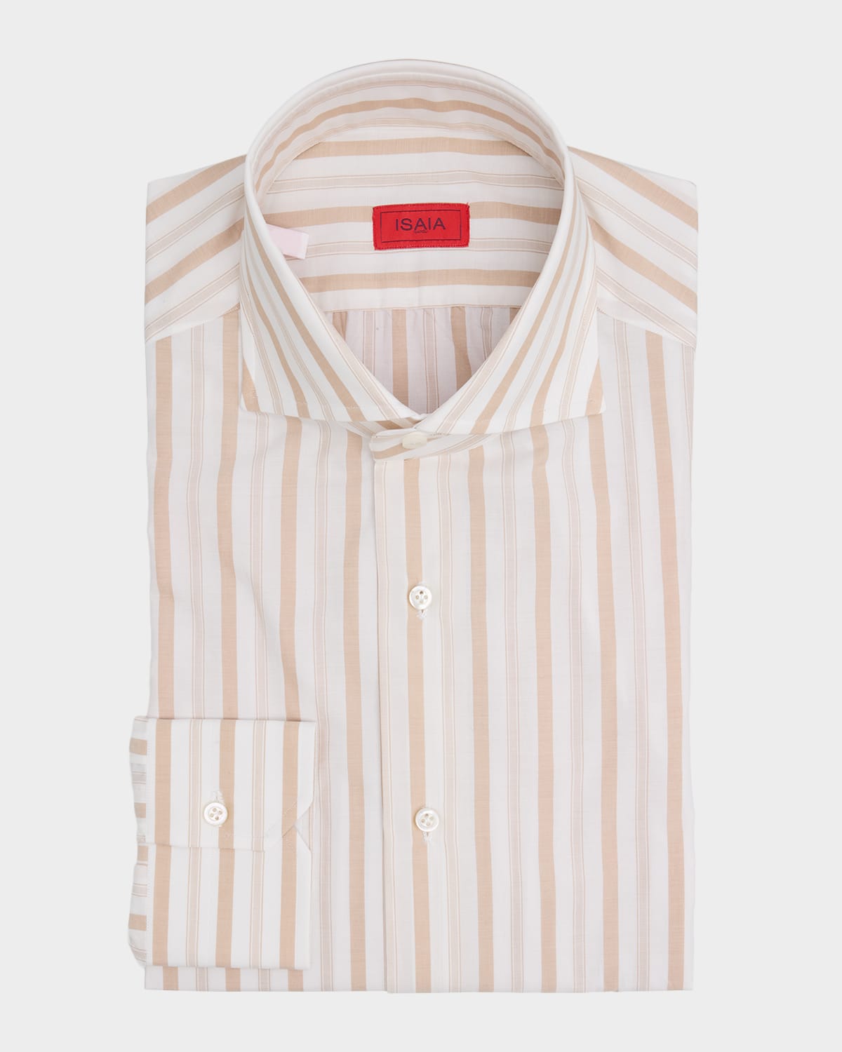 Isaia Men's Cotton Spread Collar Multi-stripe Dress Shirt In White