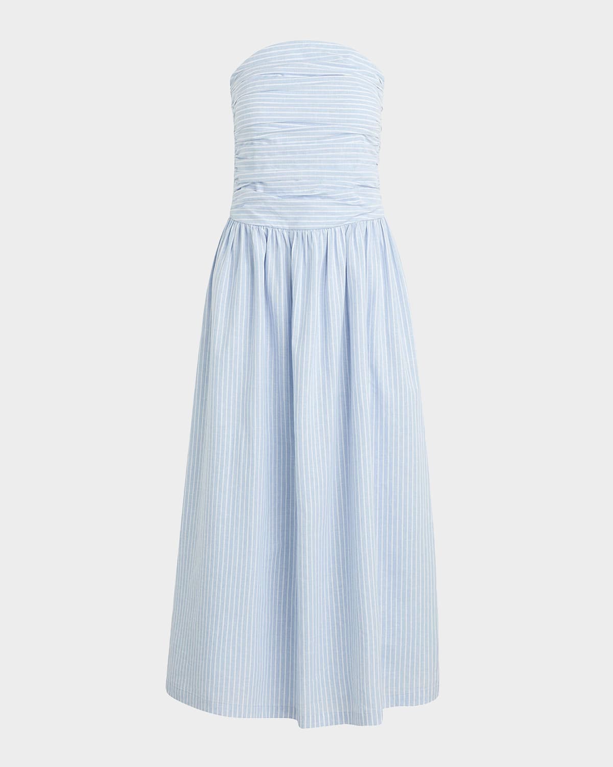 Joe's Jeans The Reina Strapless Linen Blend Midi Dress In Blue