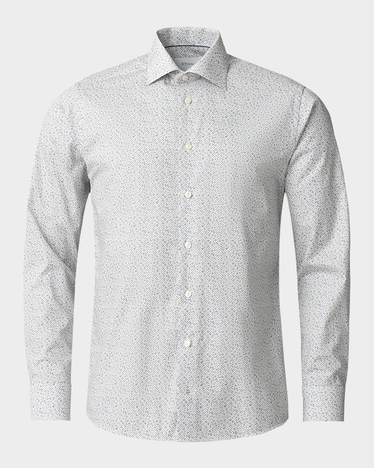 Men's Signature Twill Geometric Slim-Fit Dress Shirt