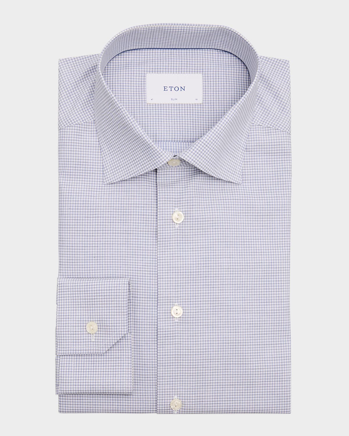 Eton Men's Signature Twill Micro-Check Slim-Fit Dress Shirt