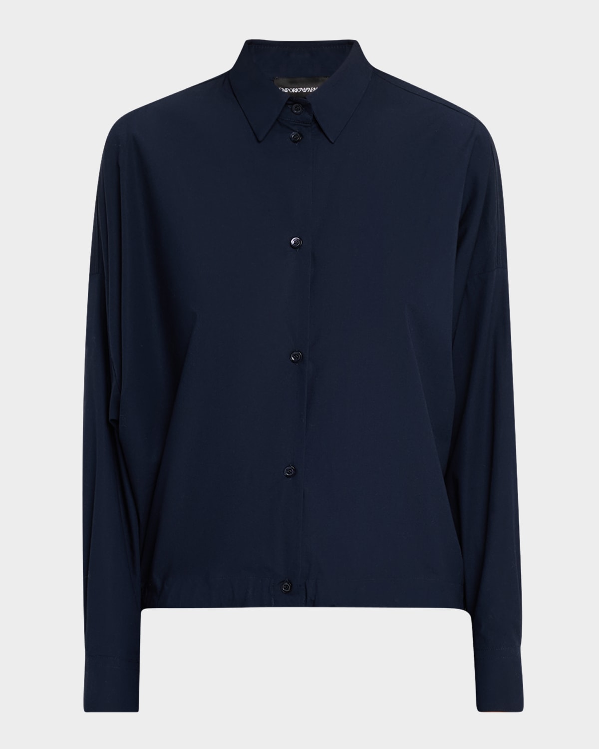 Emporio Armani Button-down Cotton Poplin Shirt In Blue