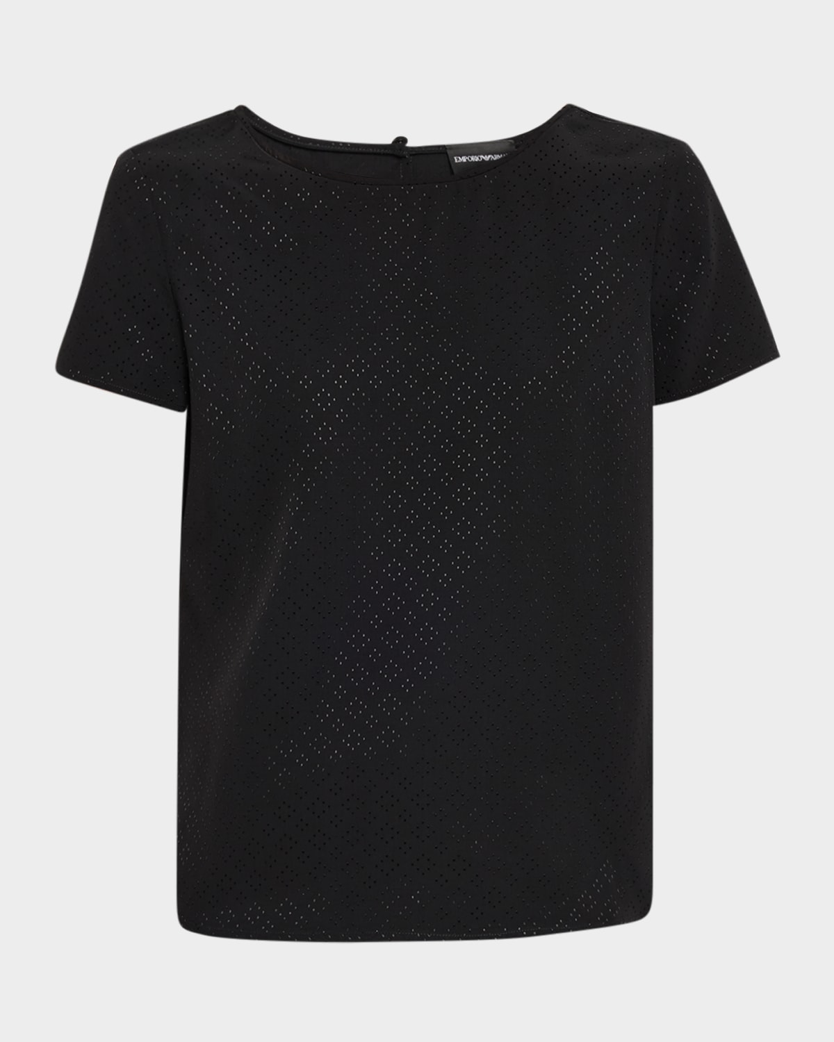 Emporio Armani Diamond-textured Viscose Satin Tee In Black