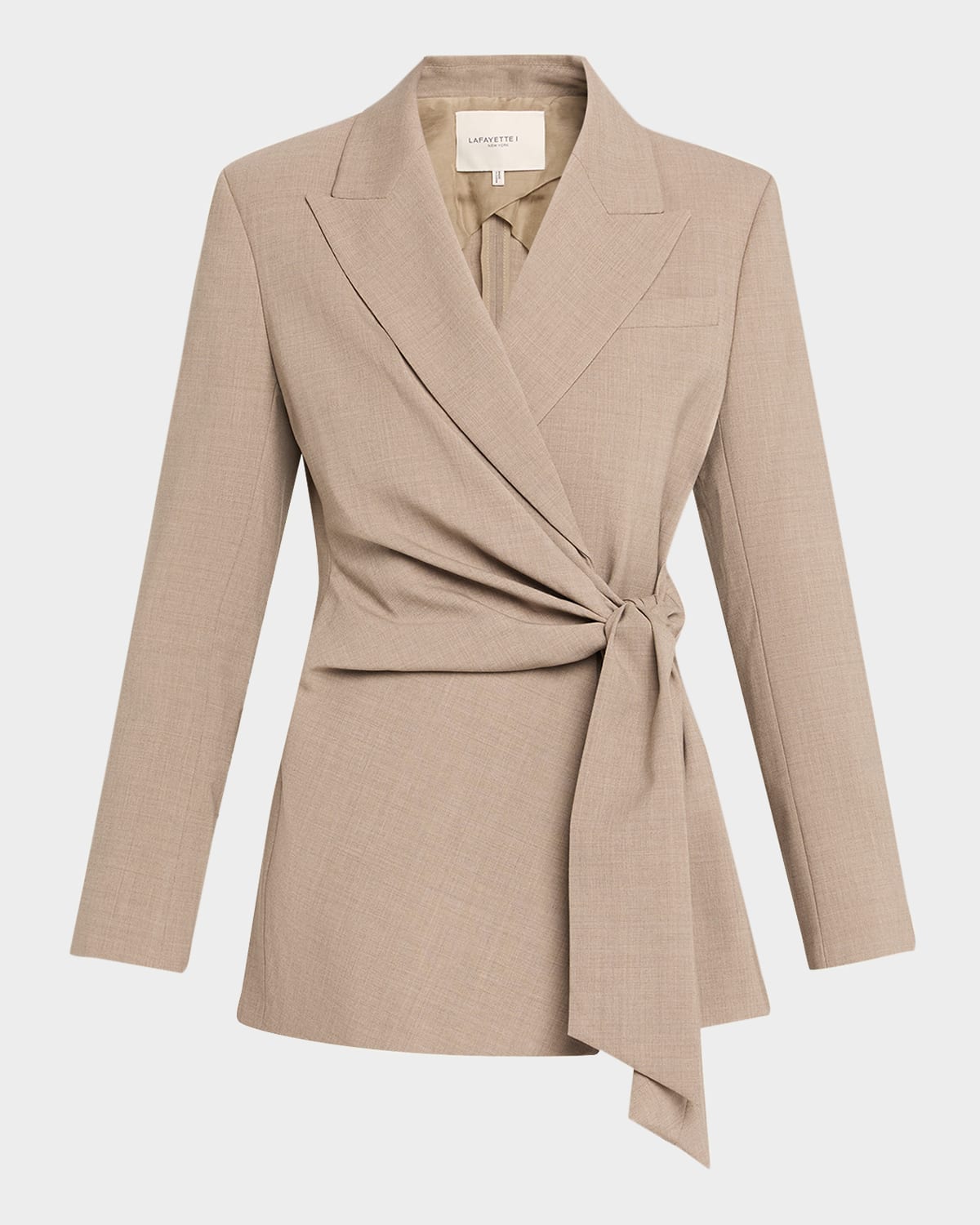 Lafayette 148 Wrap-front Stretch Wool Blazer In Brown