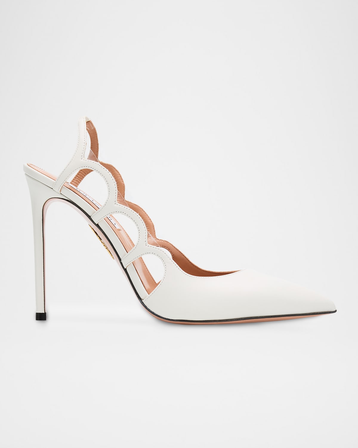 Aquazzura 105mm Endless Love Leather And Pvc Slingback Pumps In White