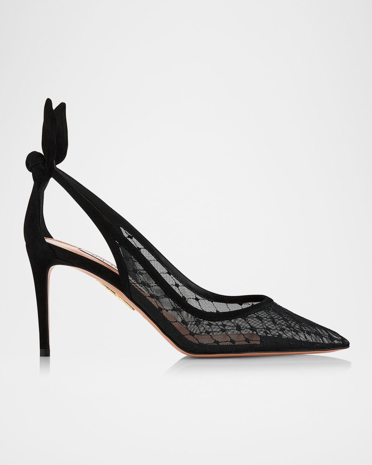 Net Mesh Suede Bow Pumps