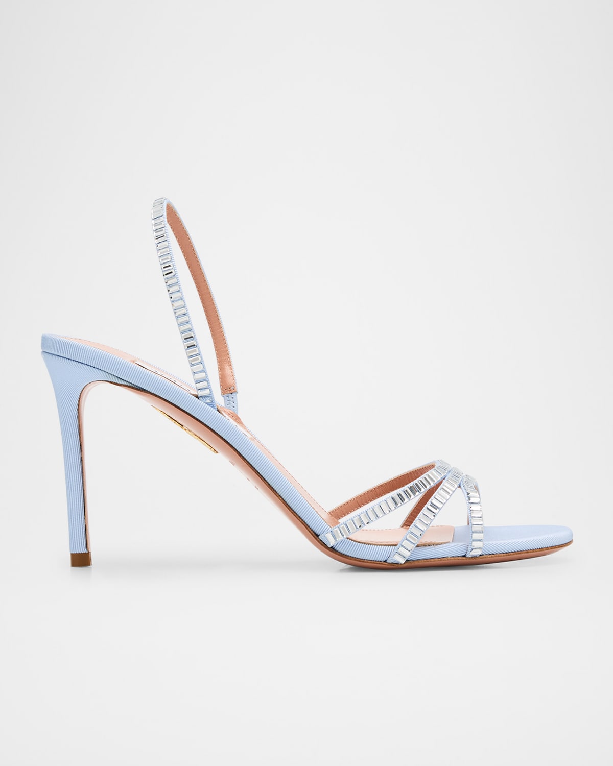 Aquazzura Memoire Crystal Grosgrain Halter Sandals In Blue