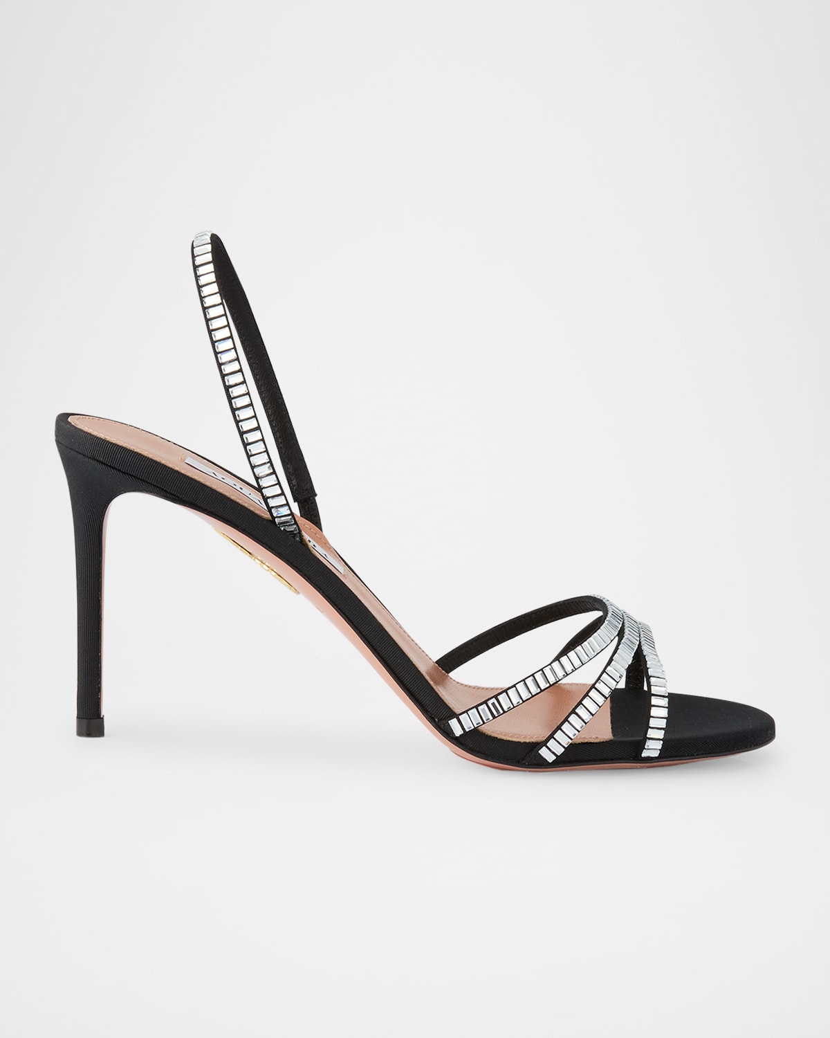 Aquazzura Memoire Crystal Grosgrain Halter Sandals In Black