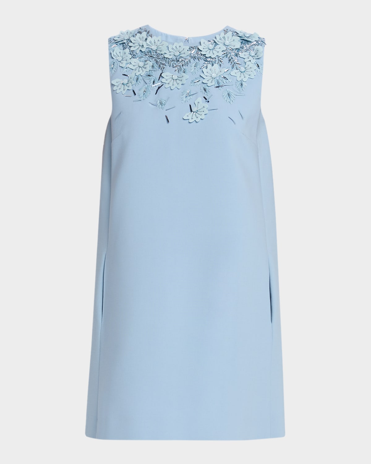 Oscar de la Renta Floral Beaded Mini Shift Dress