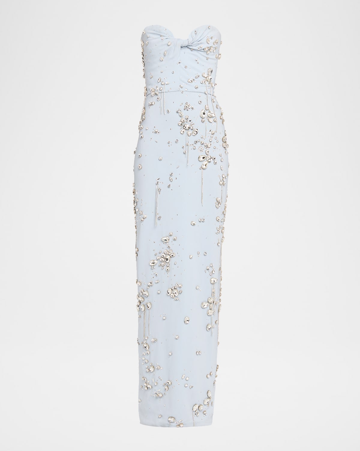 Oscar De La Renta Strapless Jeweled Column Gown In Multi