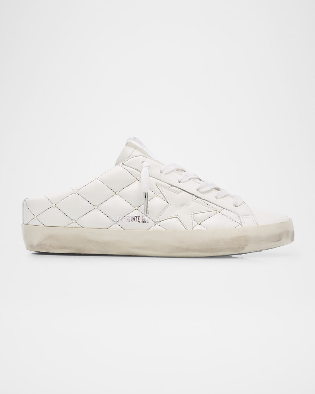 Golden Goose Super-star Sabot Pearly Quilted Leather Mule Sneakers In White