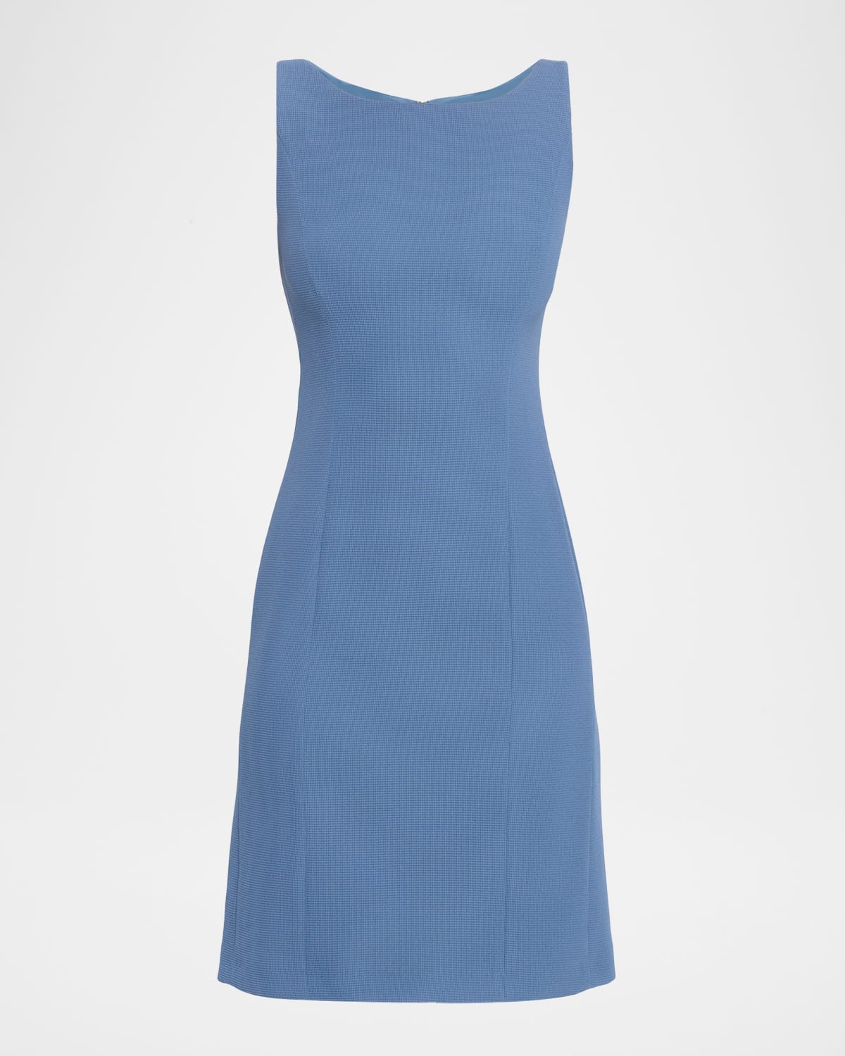 Emporio Armani Sleeveless High-neck Waffle Dress In Blue