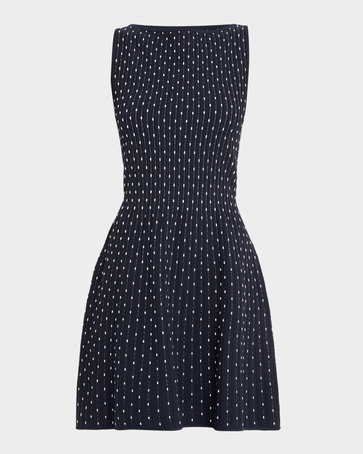 Emporio Armani Sleeveless Polka Dot Jacquard Mini Dress In Blue
