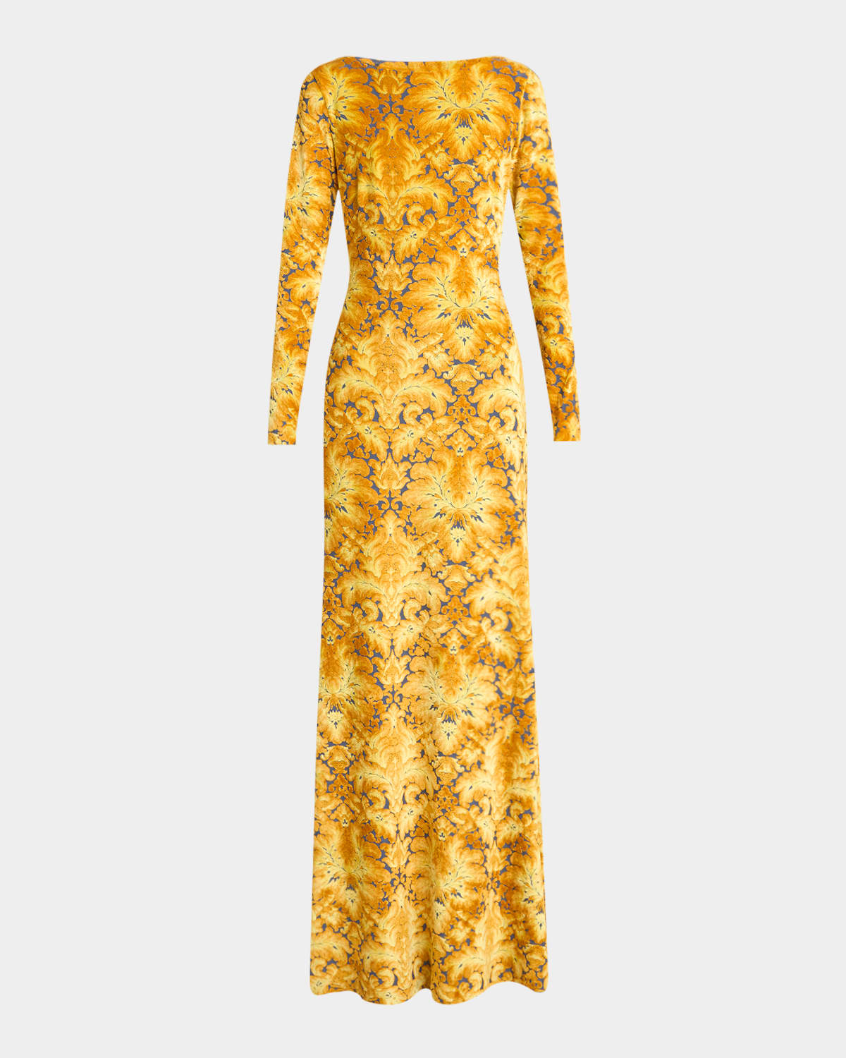 Etro Long-sleeve Open-back Maxi Dress In Orange