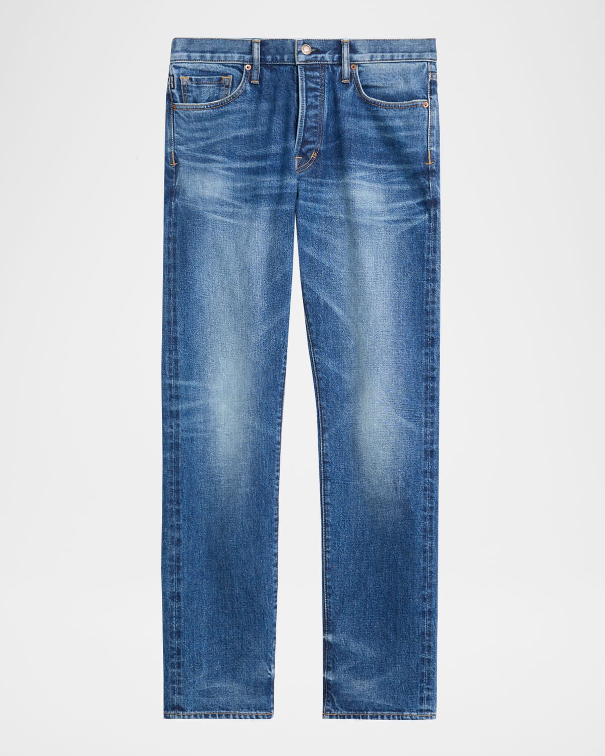 Tom Ford Men's Light Wash Selvedge Straight Fit Jeans In Blue