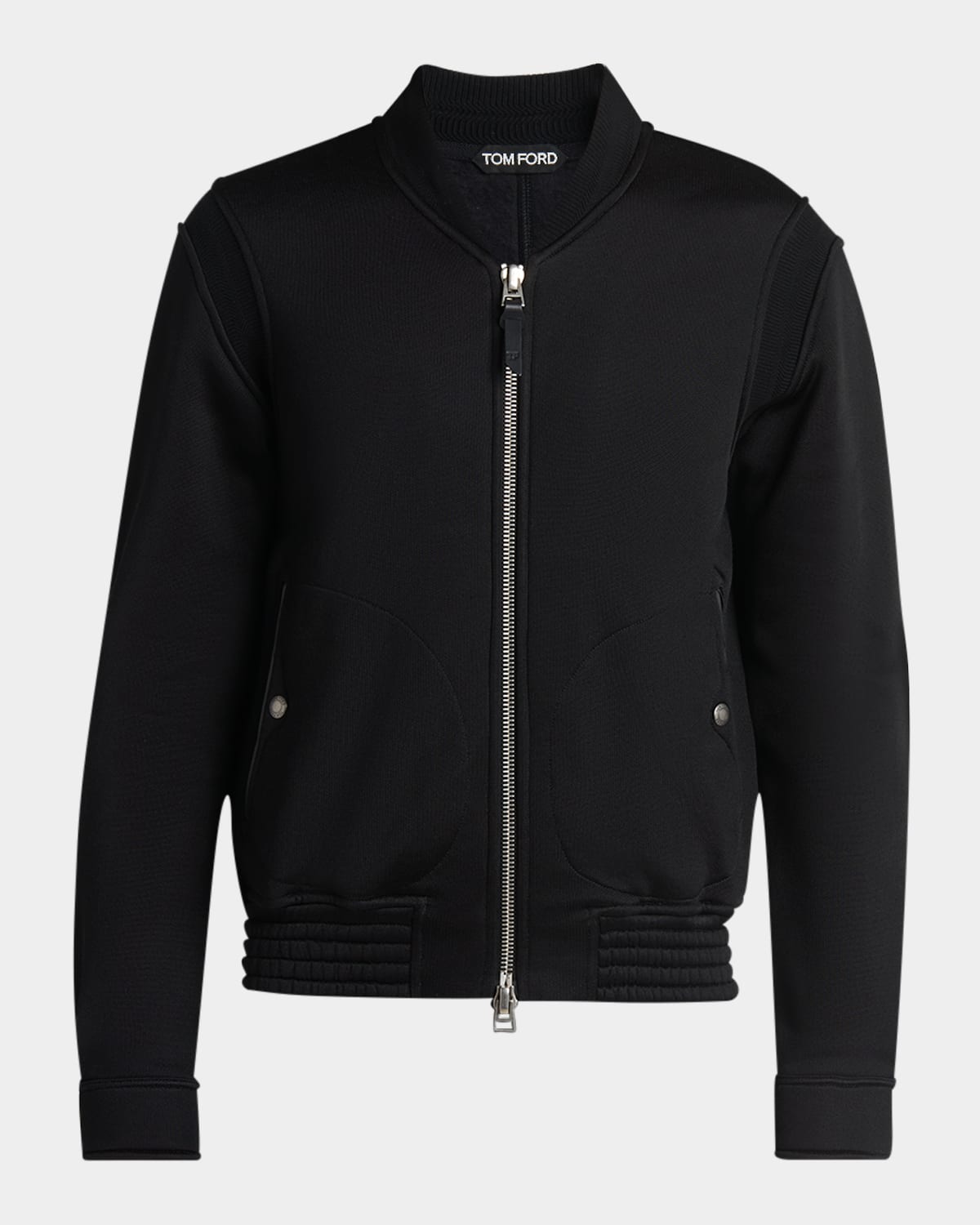 Men's Cotton and Viscose Ribbed Bomber Jacket