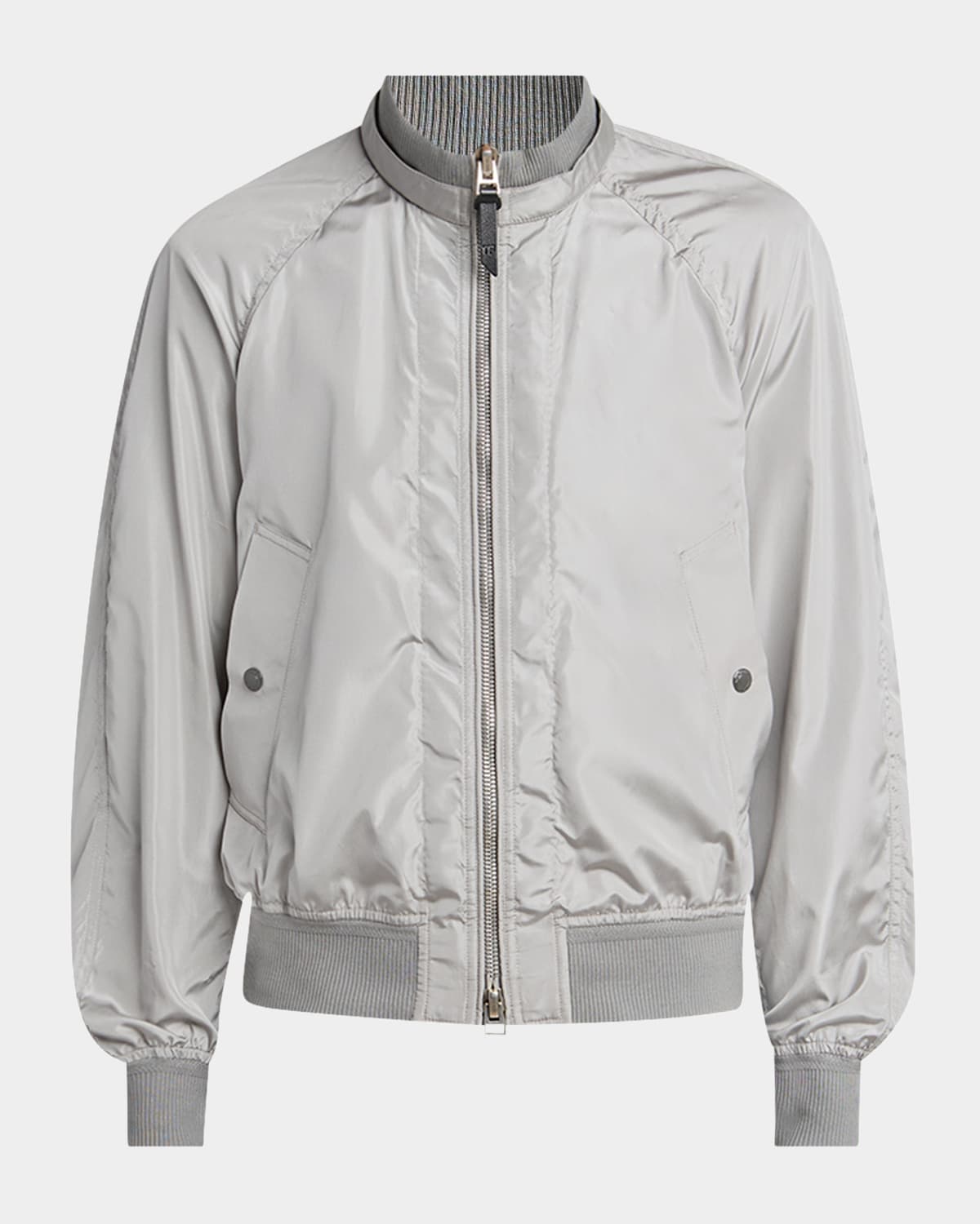 Tom Ford Men's Silk Taffeta Knit Bomber Jacket In Gray