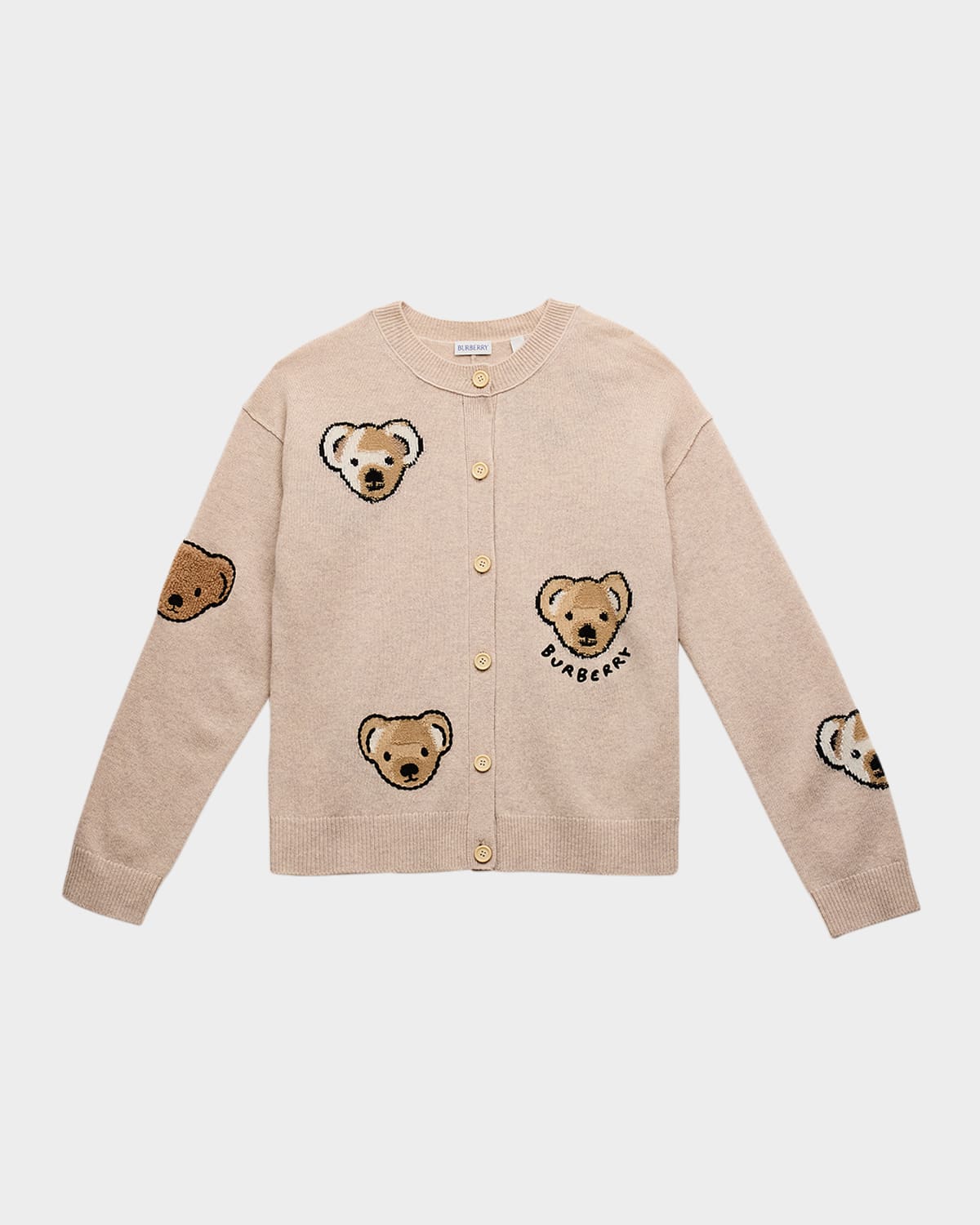 Burberry Thomas Bear Wool Cardigan In Neutral