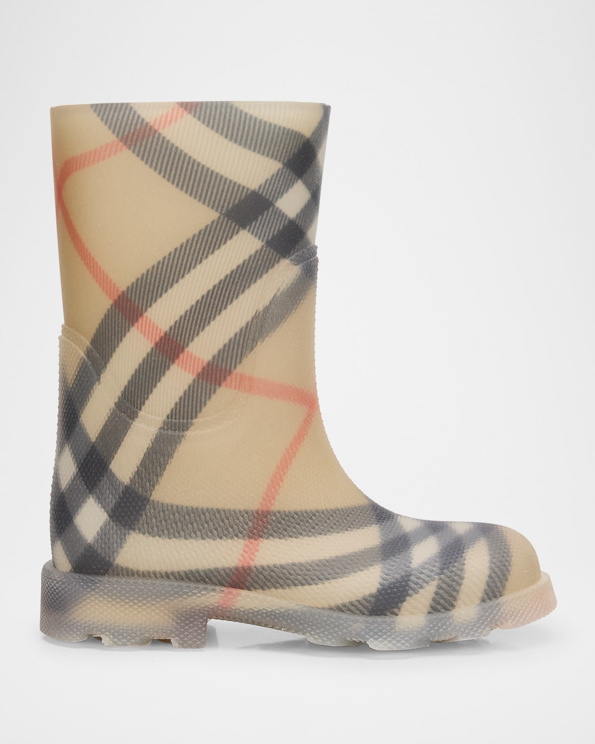 Burberry Big Kids Beige Check Rubber Marsh Boots In Sand