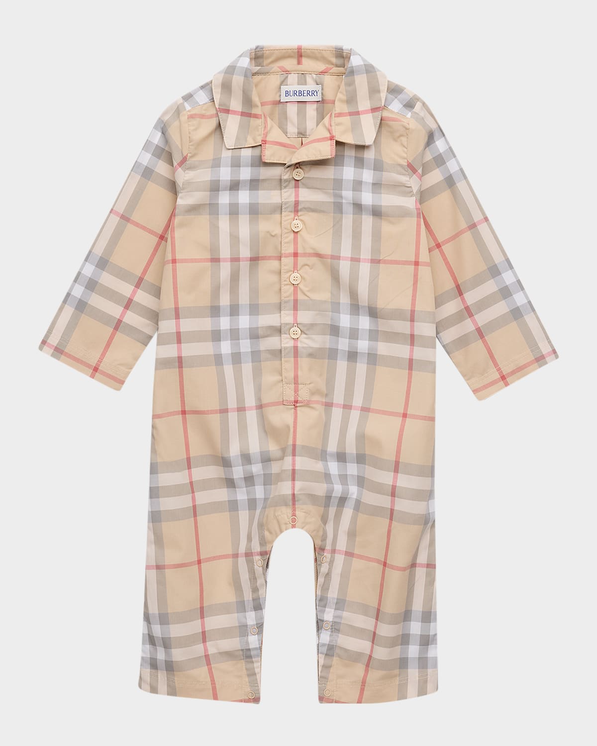 Burberry Kid's Andreas Long-sleeve Cotton Check Coveralls